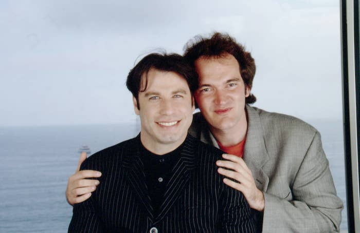 Closeup of John Travolta and Quentin Tarantino