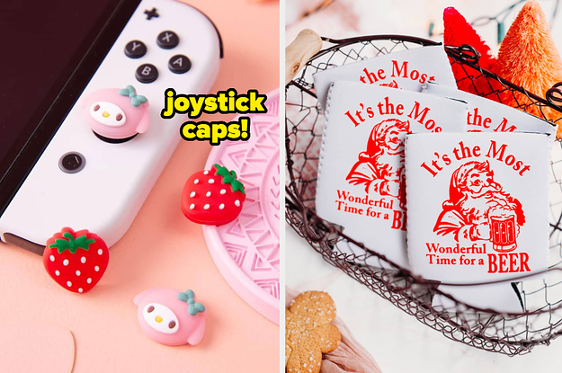nintendo switch joystick caps / beer coozies that say "it's the most wonderful time for a beer"