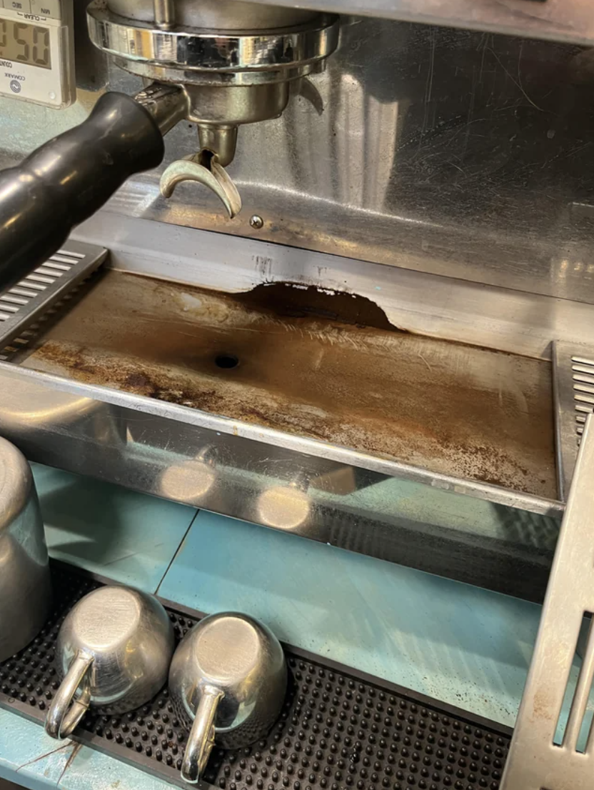 a dirty coffee machine