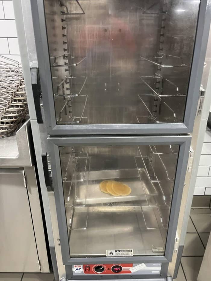 Pancakes in a warming machine