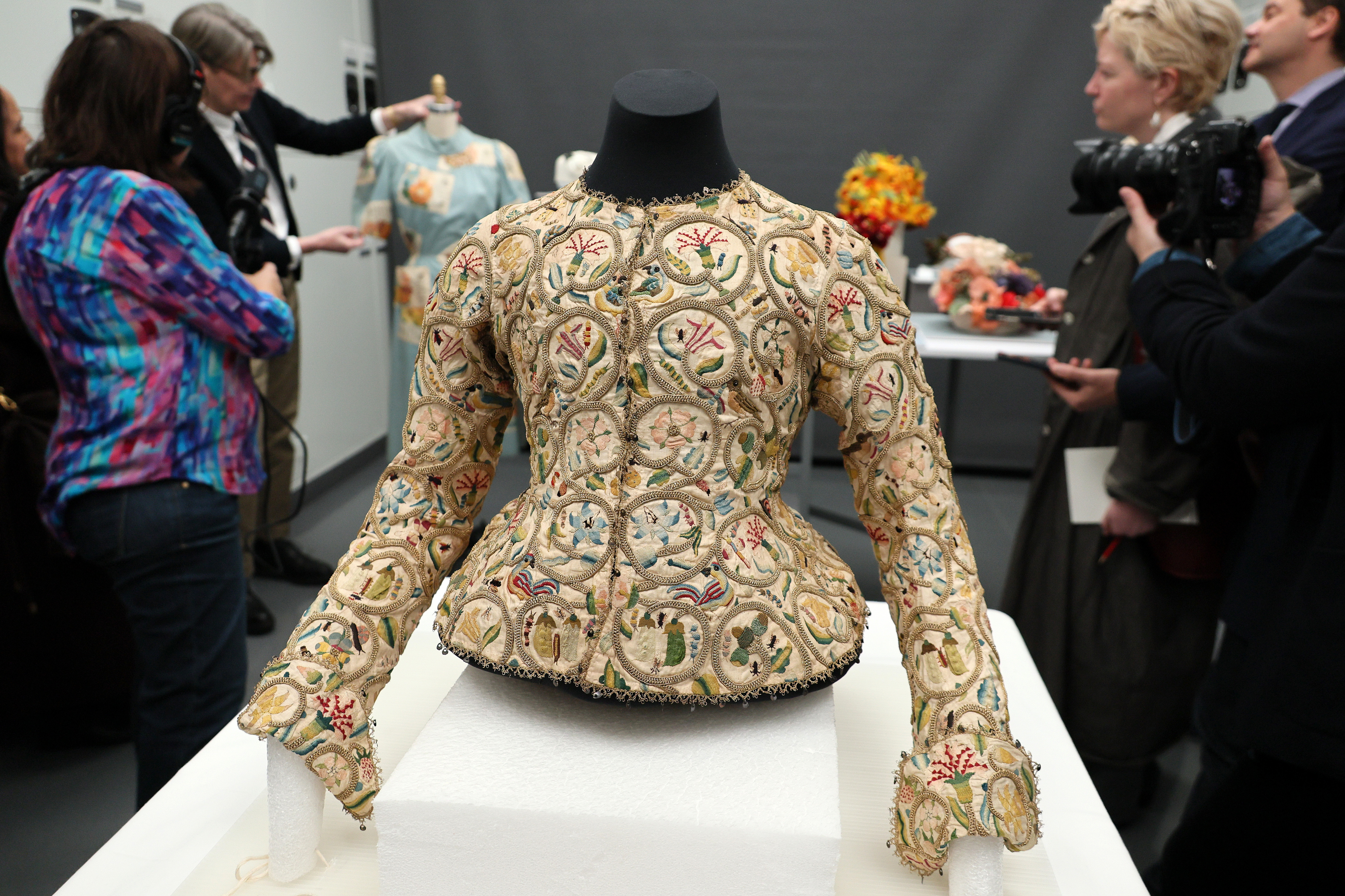 closeup of a gown on display