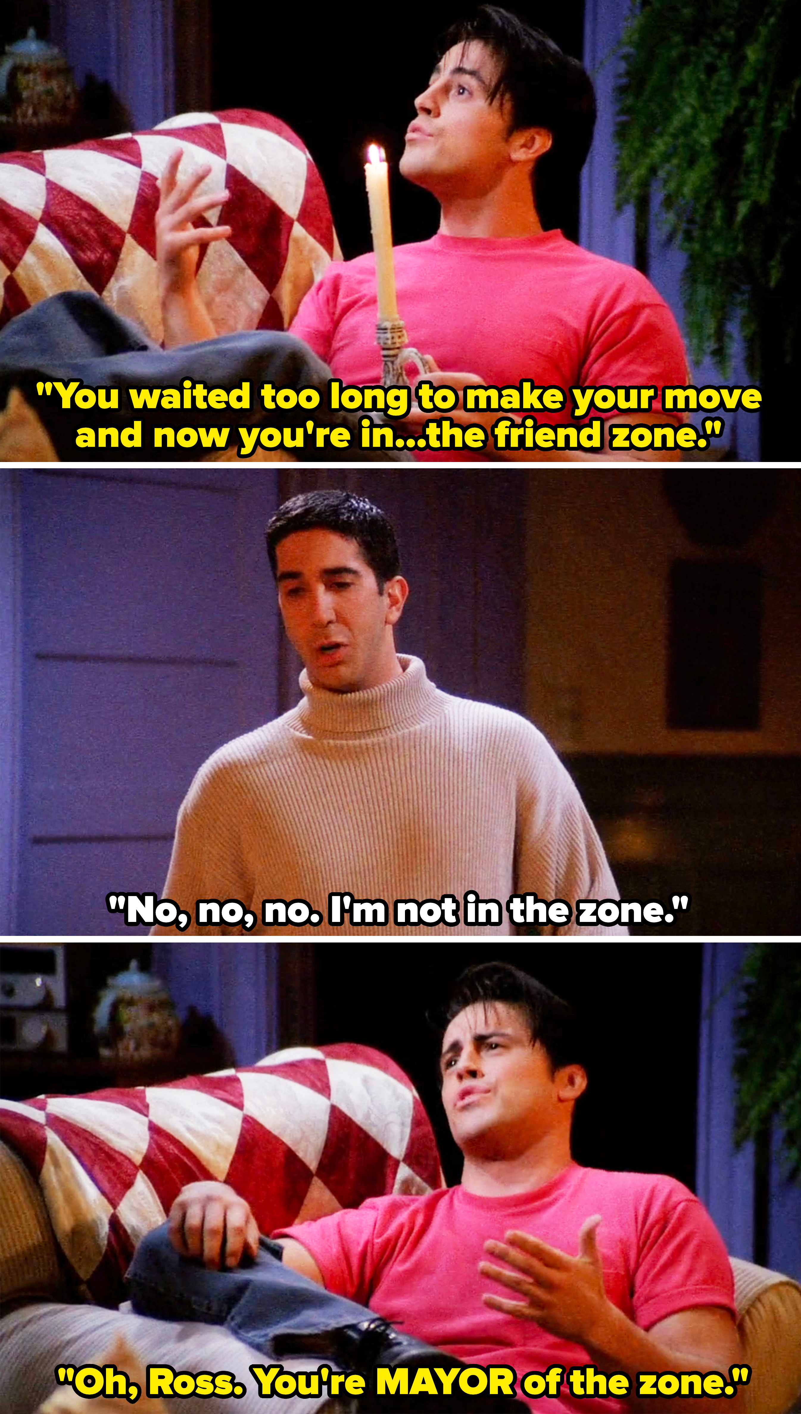 joey telling ross, oh you&#x27;re mayor of the zone