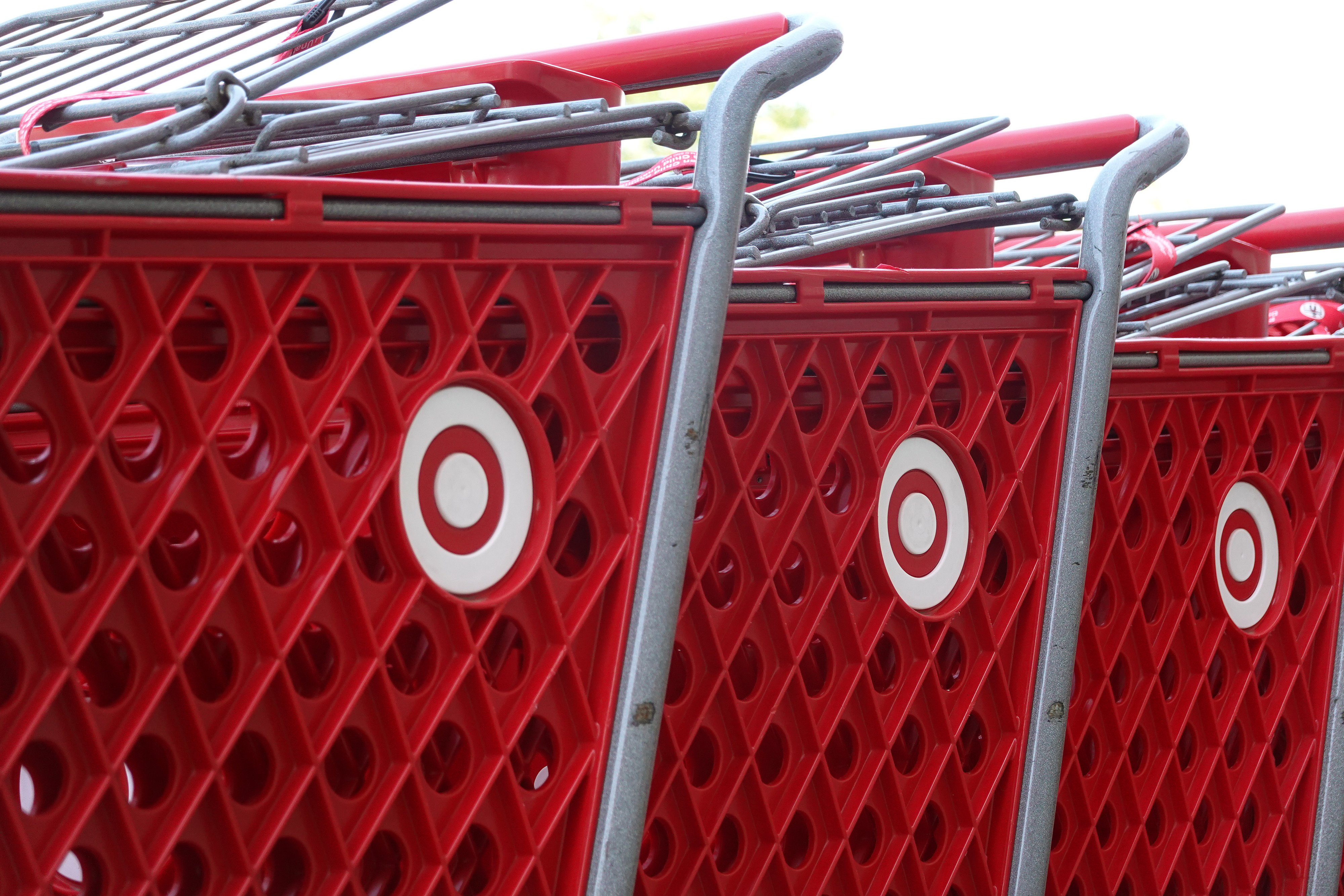 Closeup of Target shopping carts