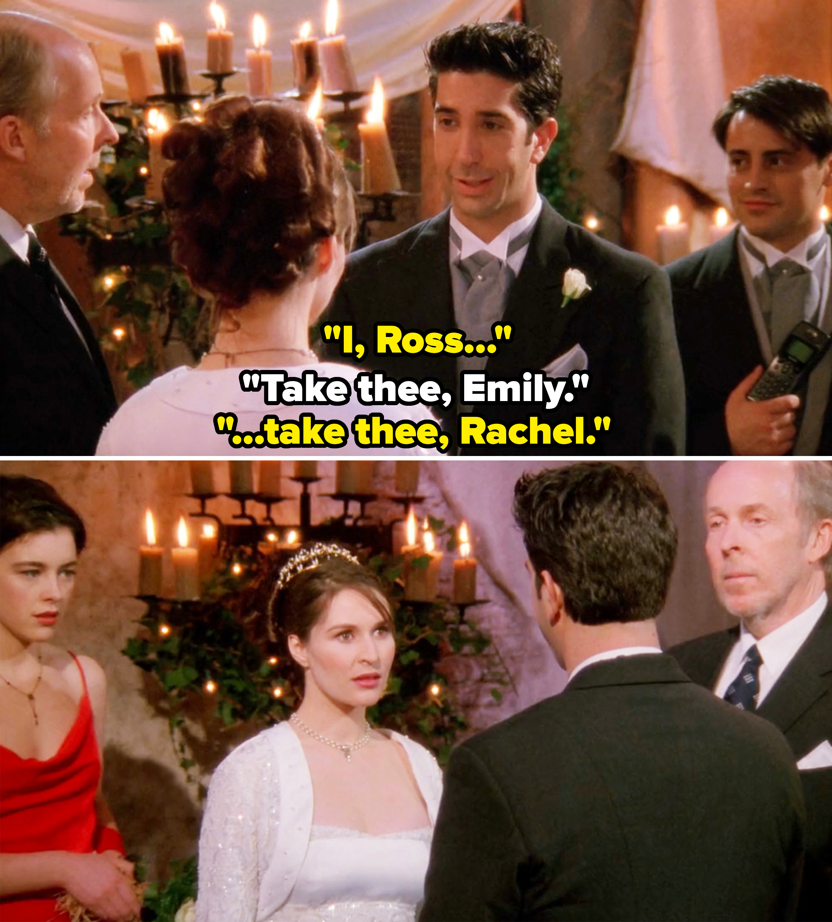 ross saying rachel&#x27;s name at the alter
