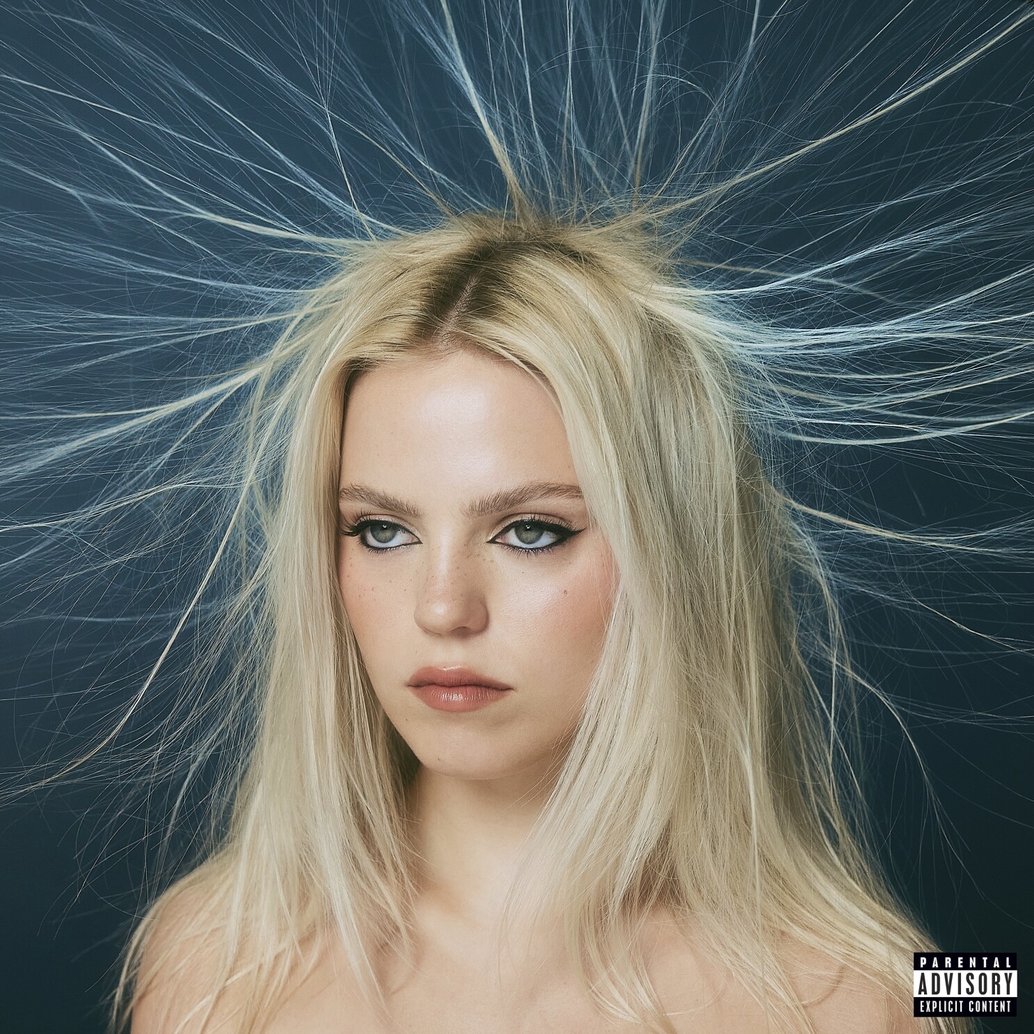 Album cover for &quot;Snow Angel&quot; by Reneé Rapp, showing her hair with electric static