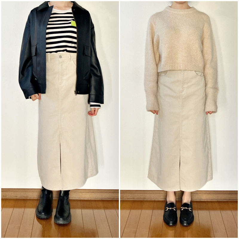 GU（ジーユー）のおすすめスカート「コーデュロイAラインロングスカート+E」