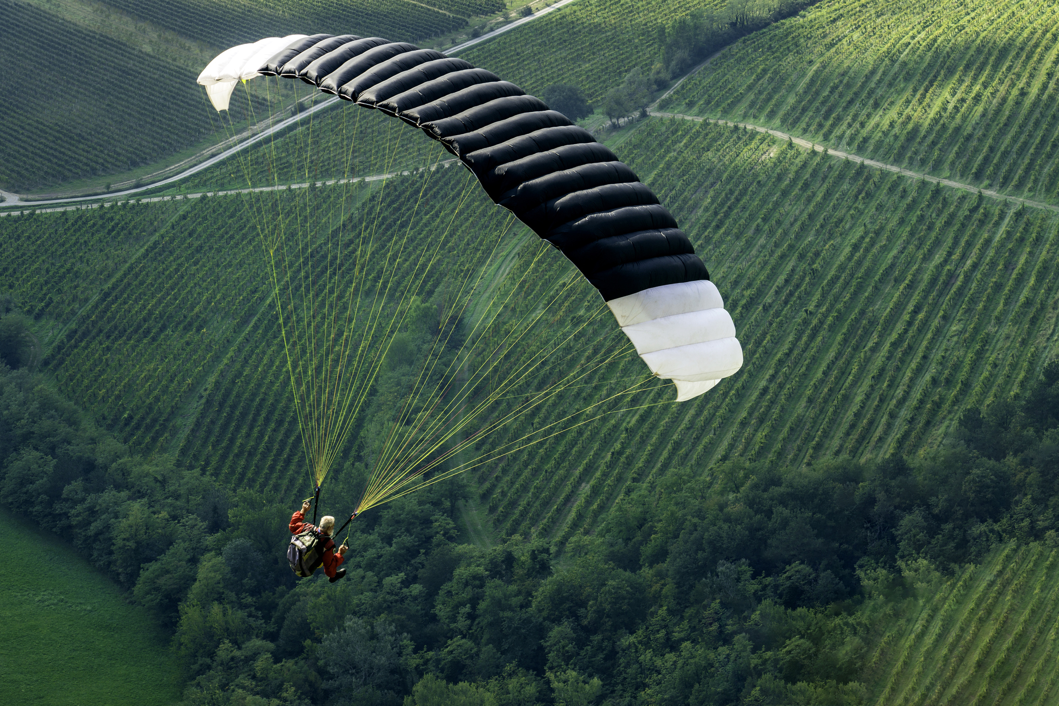 A person is paragliding
