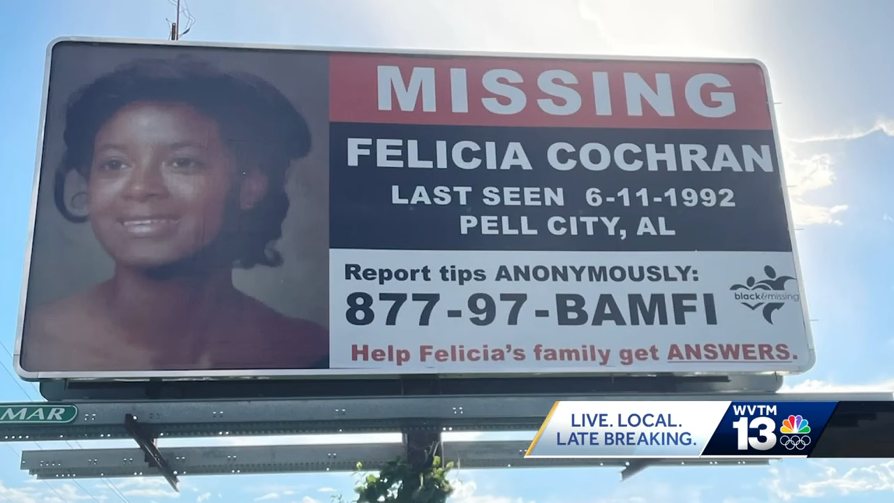 billboard with her missing information