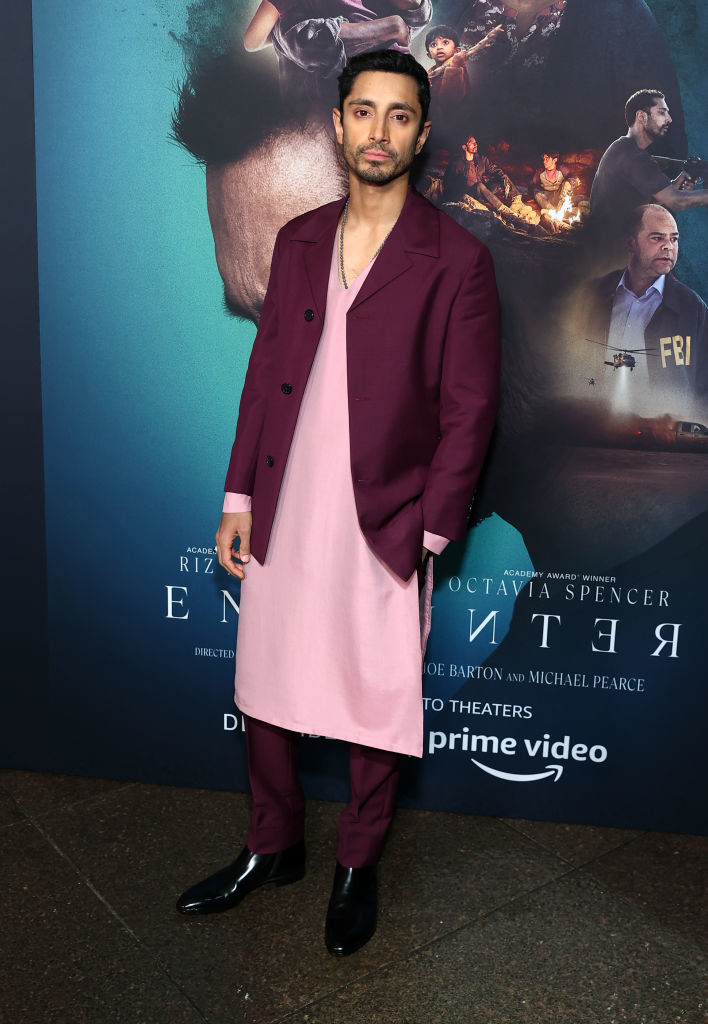 him wearing the long kurta over suit pants and under his blazer