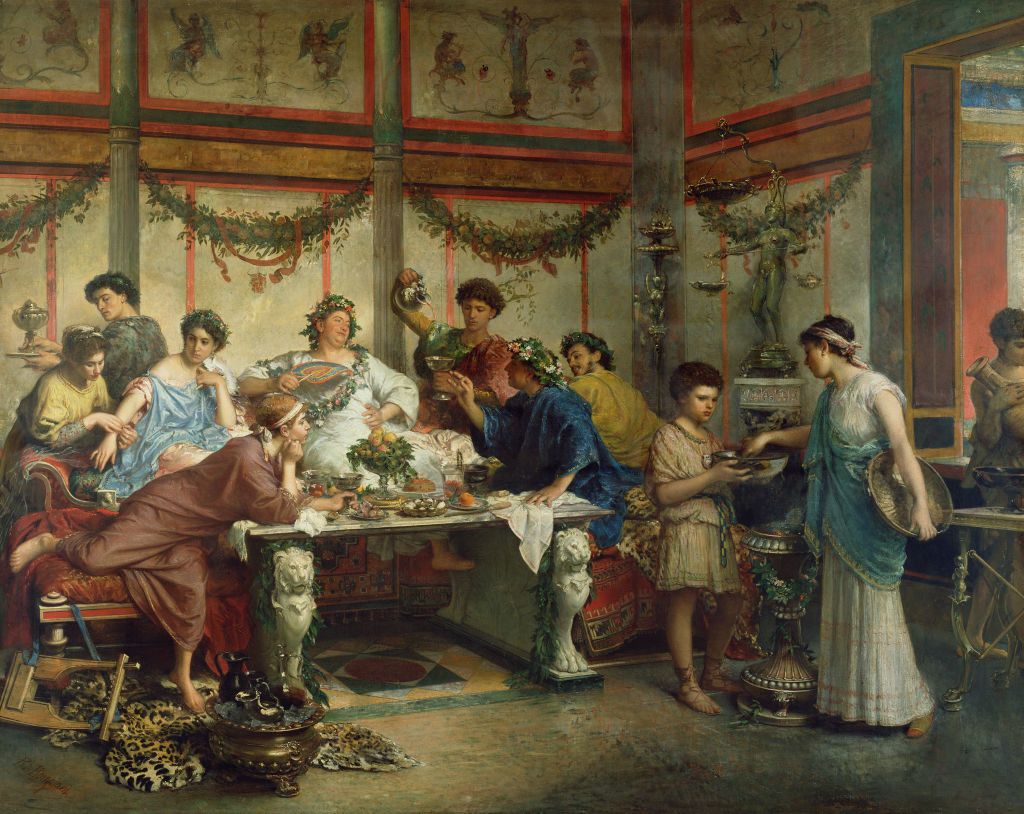 painting of people feasting