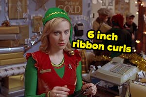Jovie in "Elf" making ribbon curls.