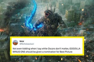 Godzilla destroying a city