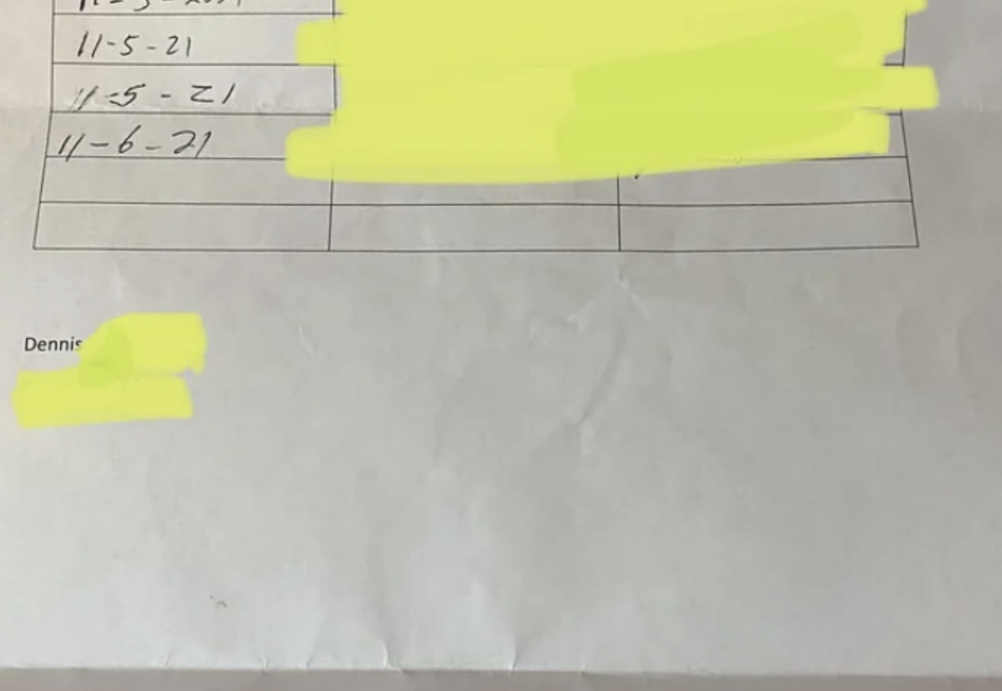 A petition form with five people who signed asking someone to remove the poplar trees from their property because the leaves fall into other people's yards