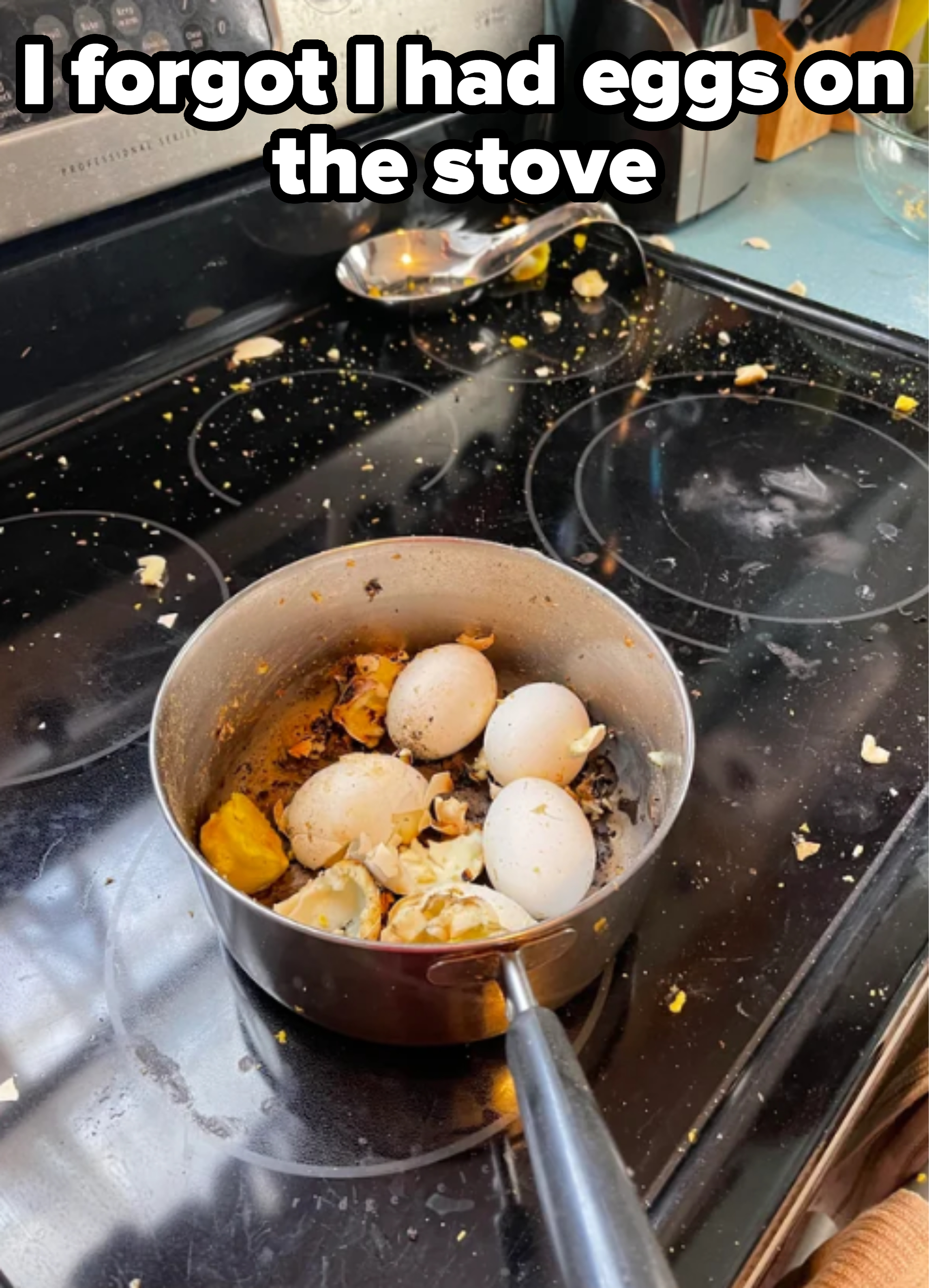 uncooked eggs in a pot