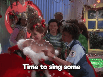 Peewee Herman saying, &quot;Time to sing some Christmas carols, okay?&quot;