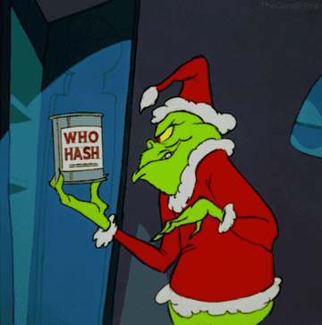 The Grinch holds a can of Who hash.