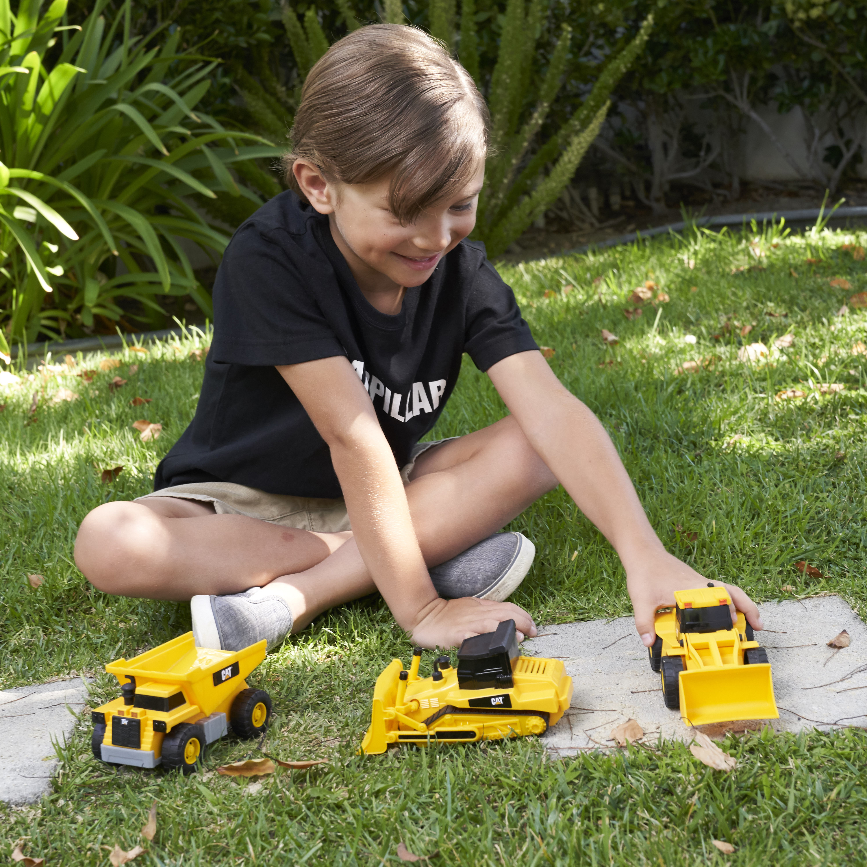 a child playing with the mini crew set