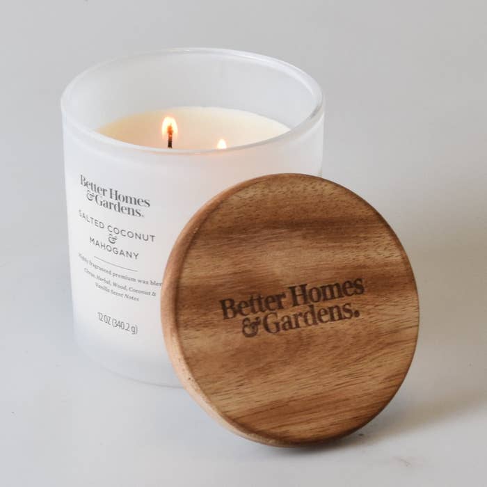 a salted coconut and mahogany candle