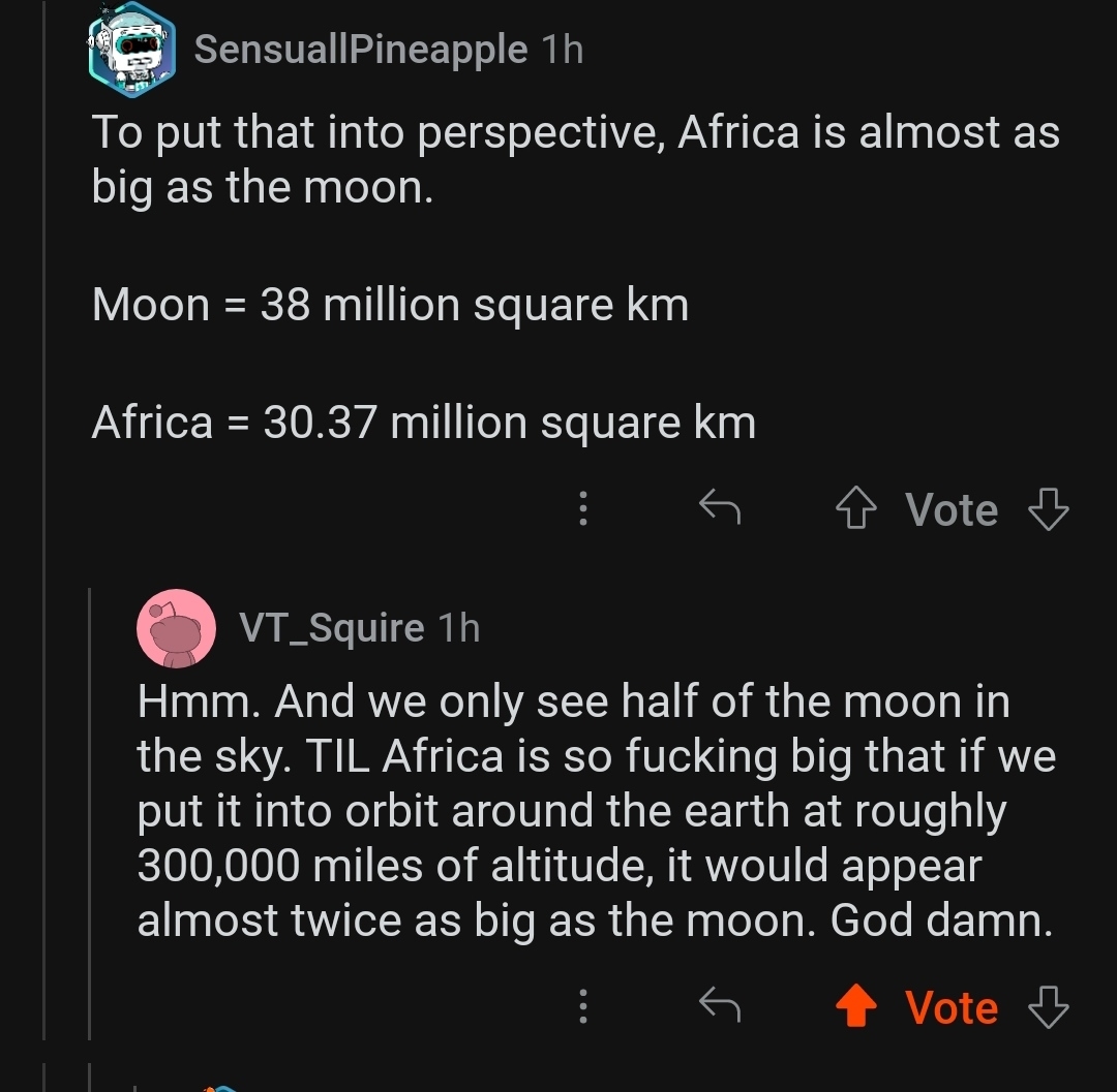 Screenshot of a Reddit post about the moon