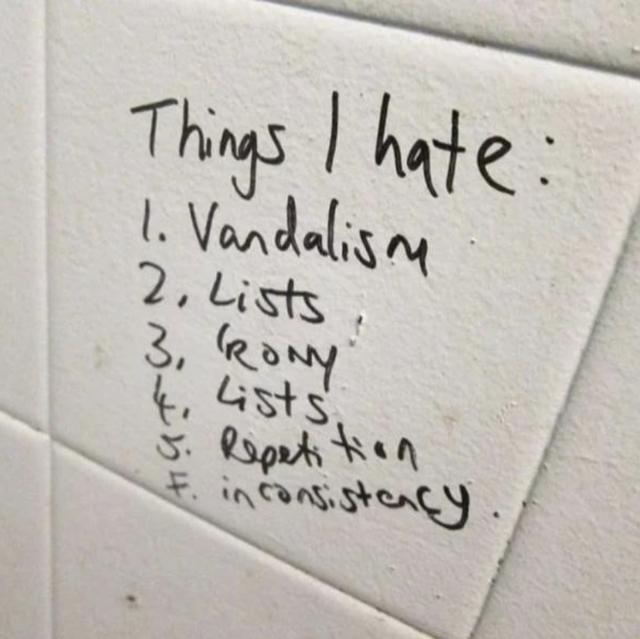 &quot;Things I hate:&quot;