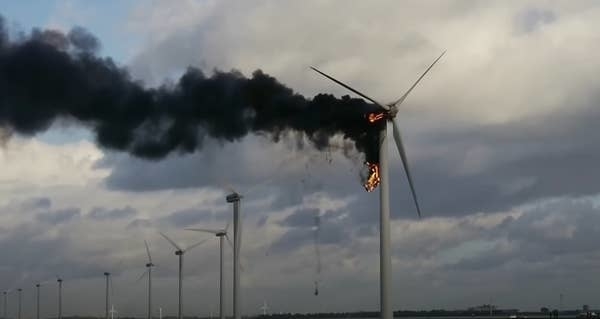 a turbine on fire
