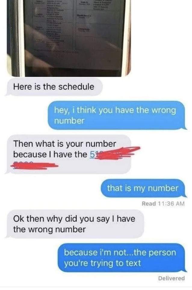person has to explain that even though that&#x27;s the number they texted, they are not the person trying to be reached