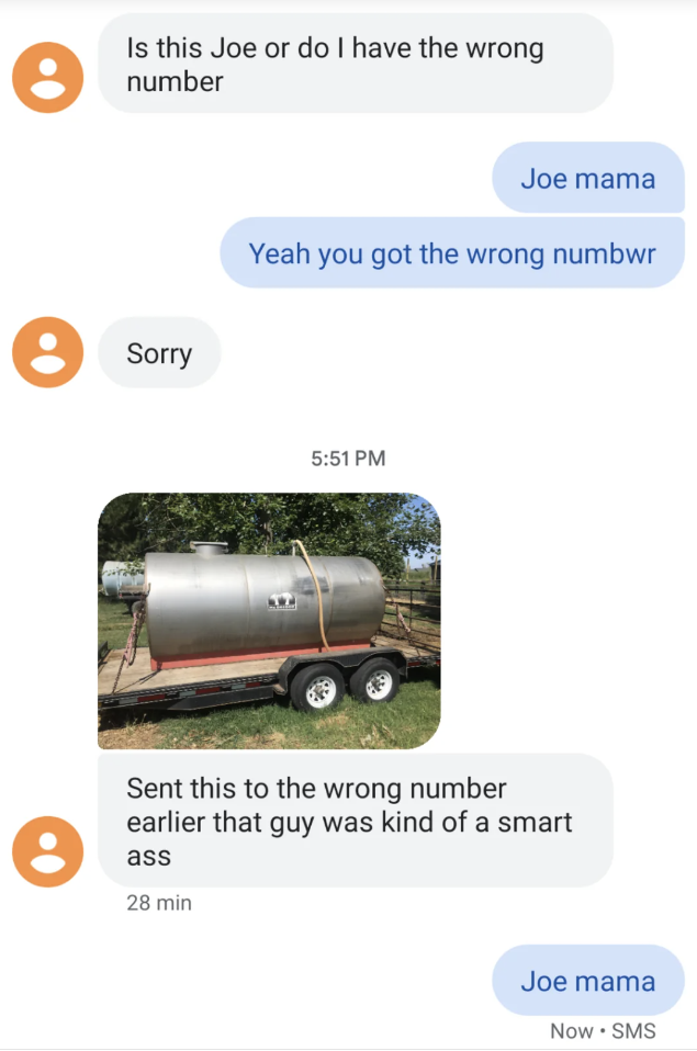 person sends a text to the same wrong person twice and calls the guy a smart ass