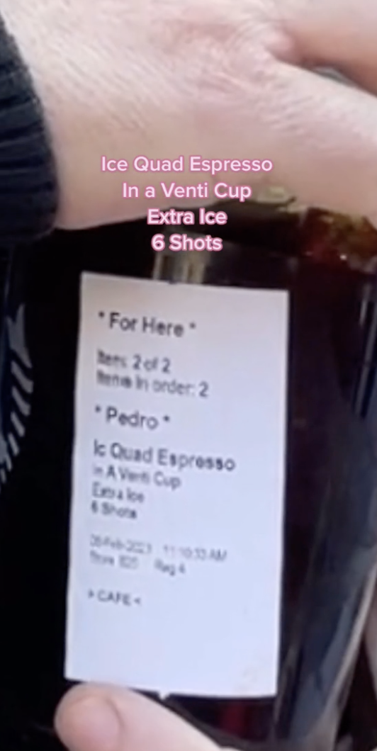 Screenshot of Pedro Pascal&#x27;s Starbucks order