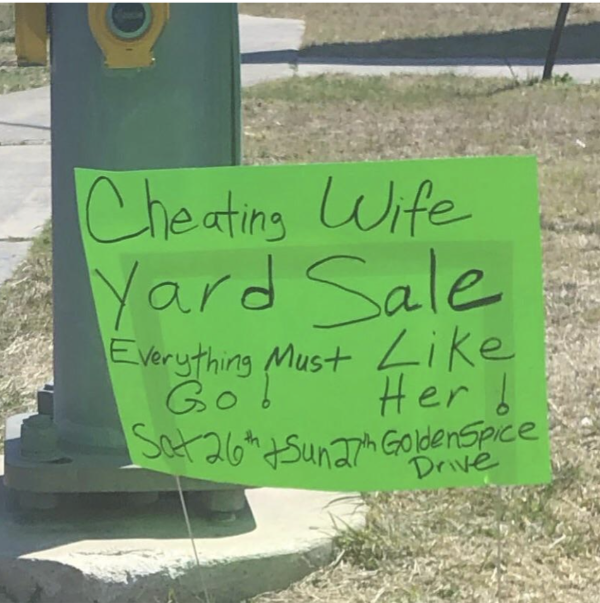 &quot;Cheating Wife Yard Sale&quot;