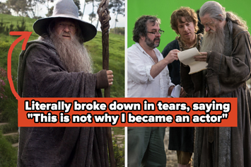 ian mckellan in the hobbit captioned "Literally broke down in tears, saying 'This is not why I became an actor'"