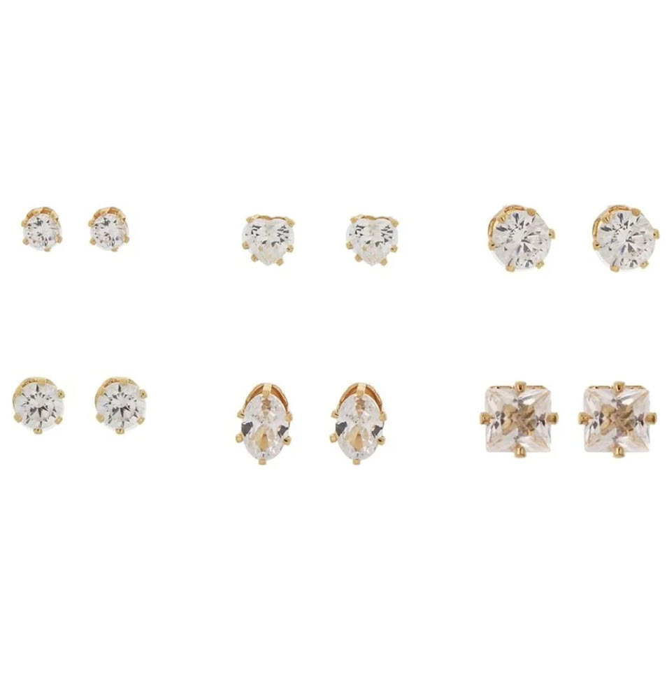set of stud faux diamond earrings
