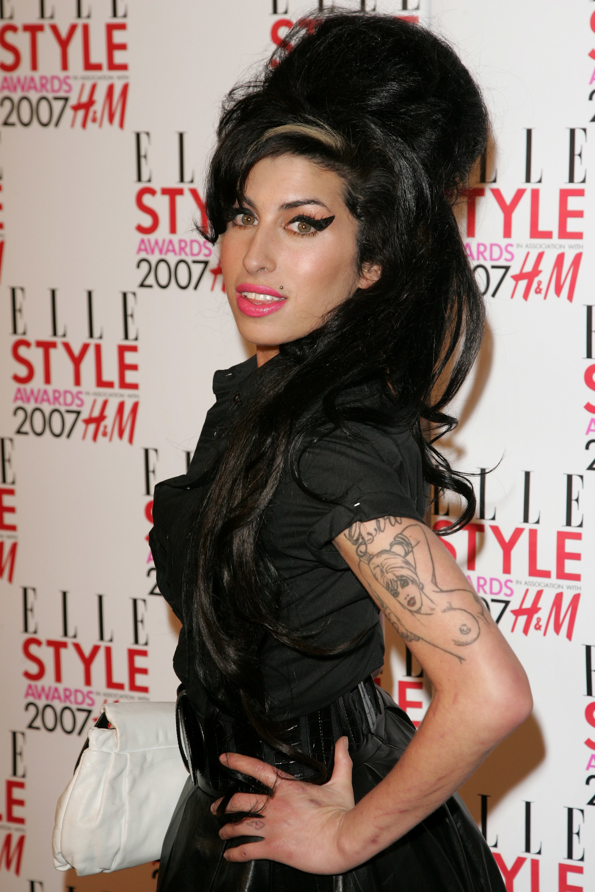 Closeup of Amy Winehouse on the red carpet