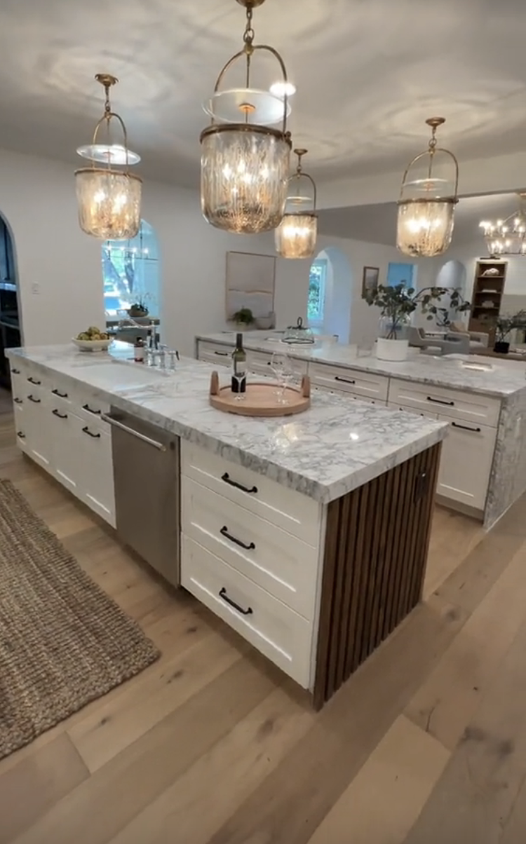 double island in a large open kitchen