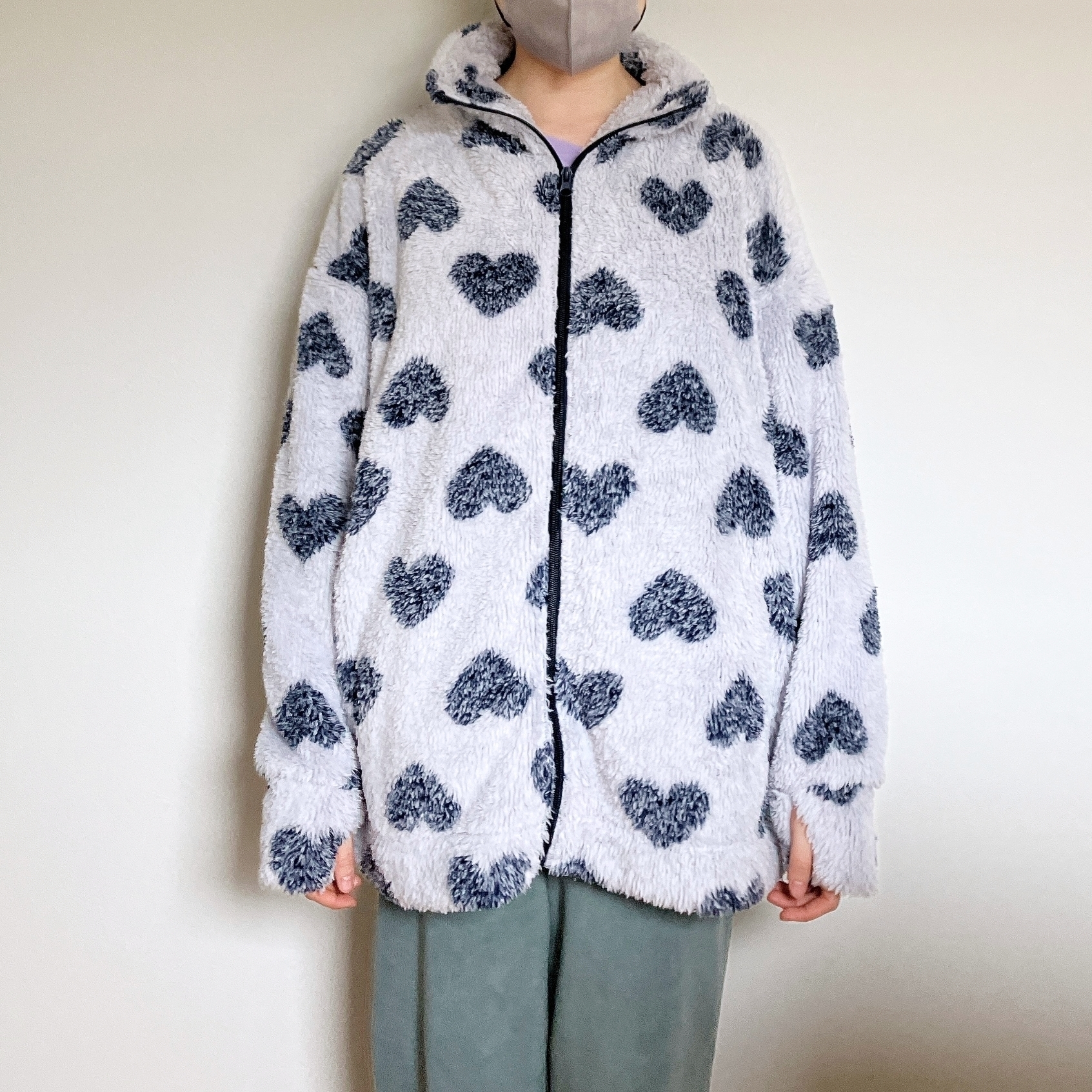 GUのおすすめパジャマ「マシュマロフィールフルジップジャケット（長袖）（ハート）+X」