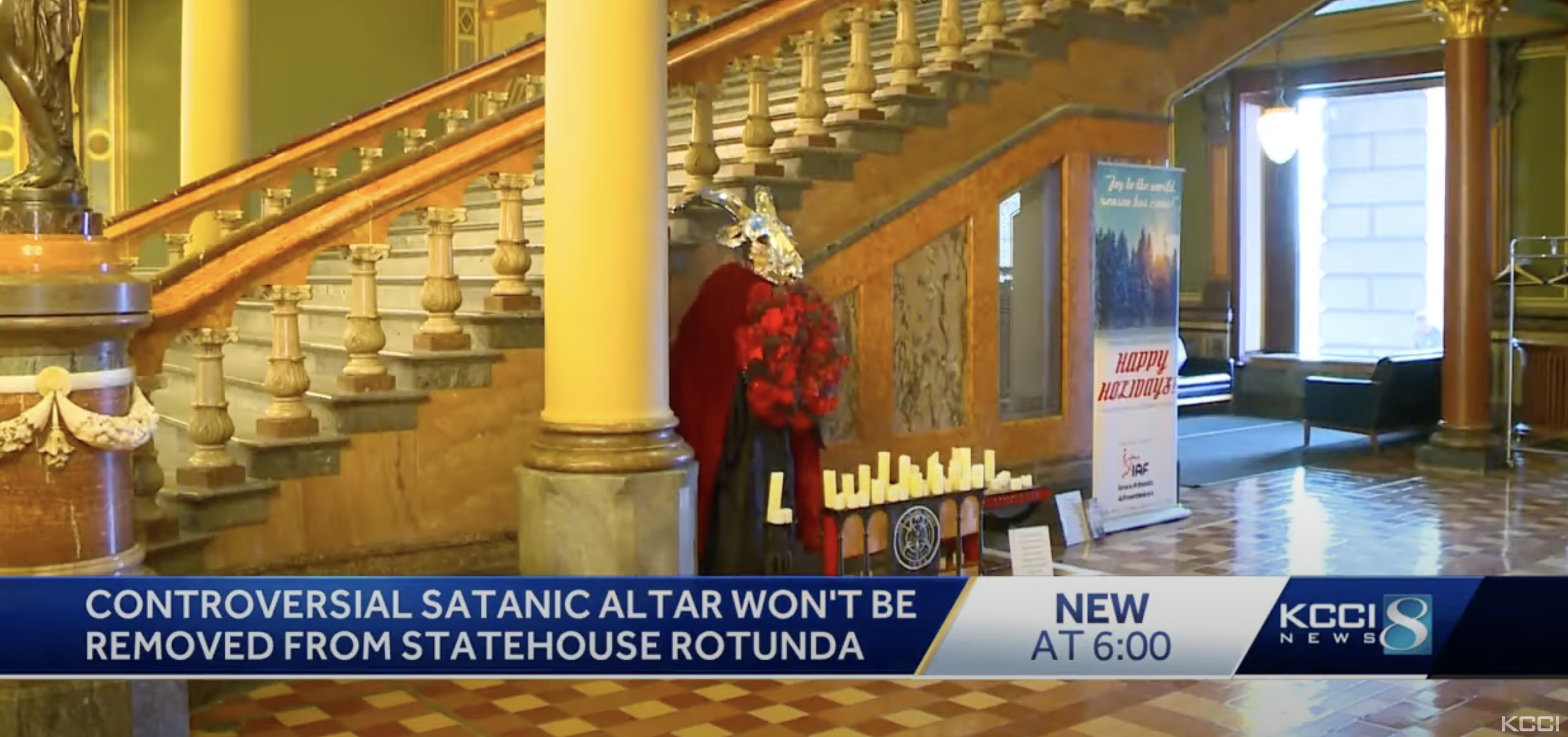 News footage of the Satanic altar