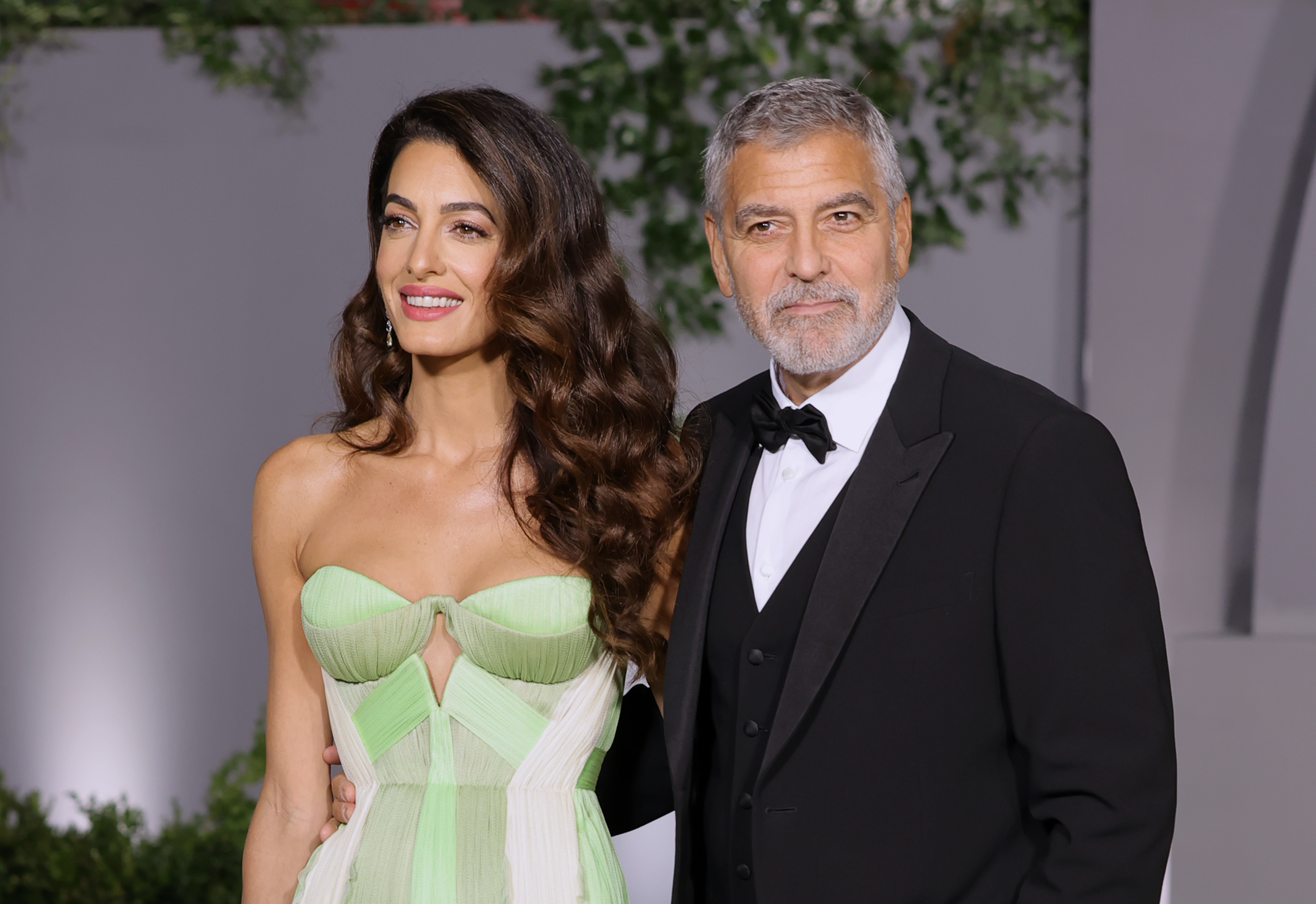 Closeup of Amal and George Clooney