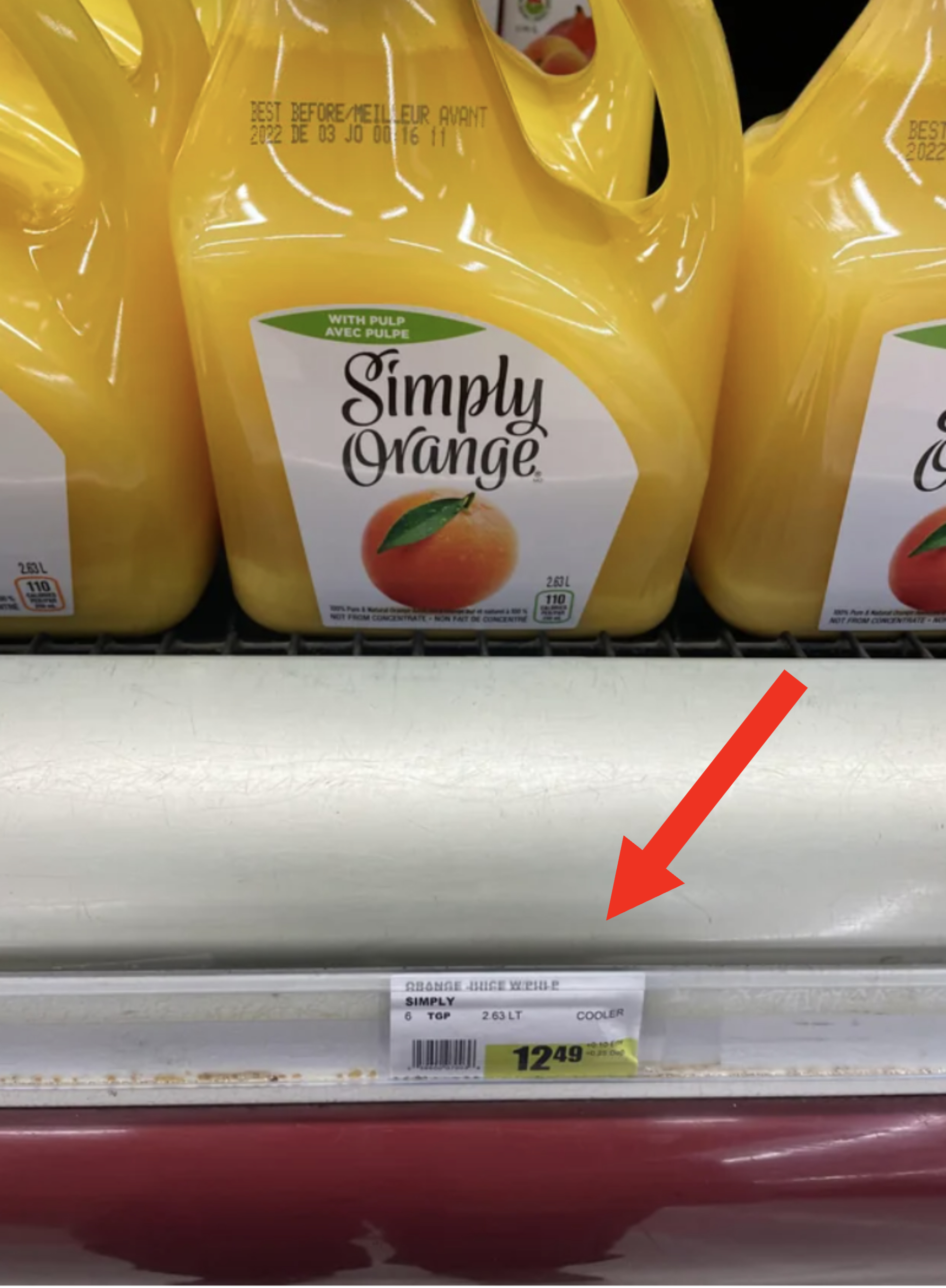 price of orange juice labeled at 12 dollars