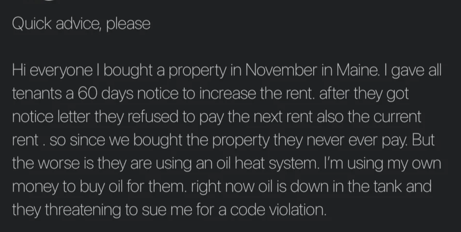 "But the worse is they are using an oil heat system."