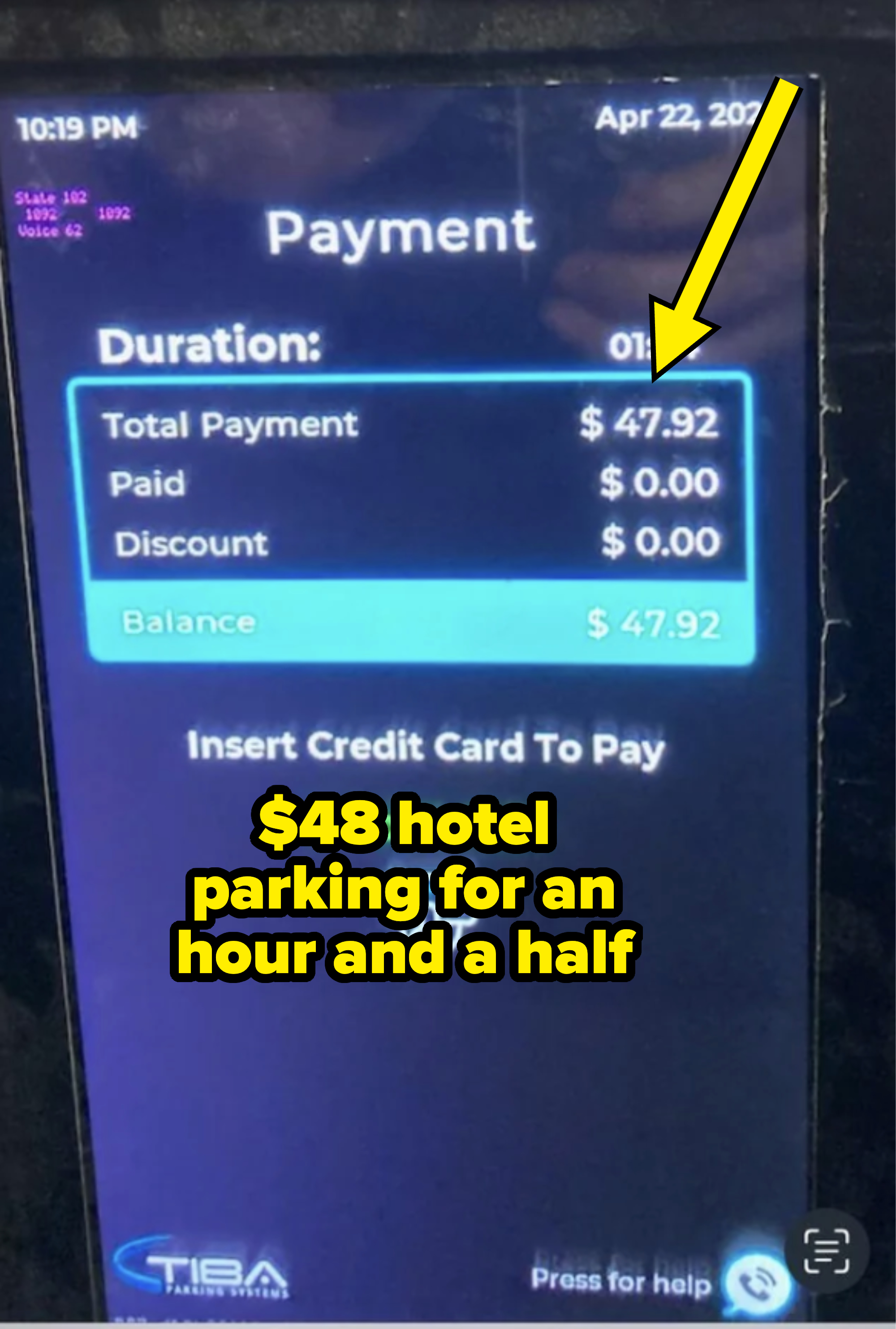 $48 parking for an hour and a half