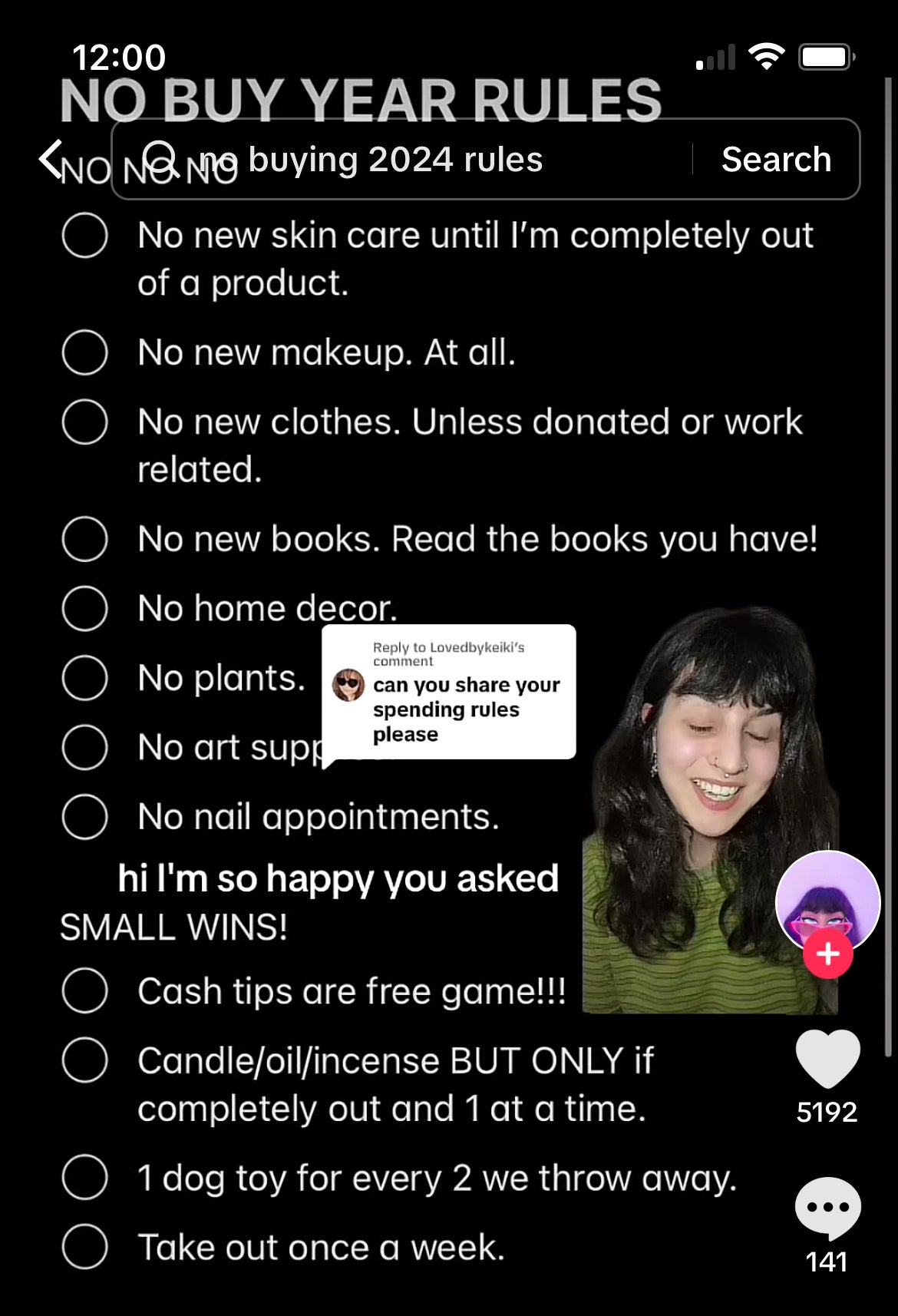 Angela's rules for her no-buy year