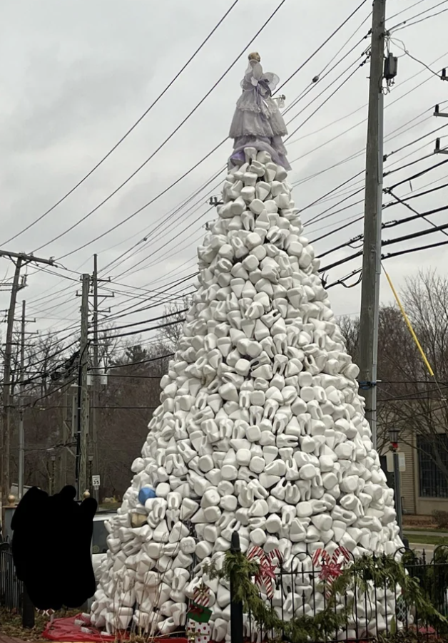 A Christmas tree made out of teeth