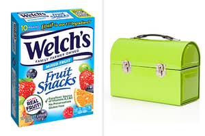 Welch's Mixed Fruit Snacks versus metal lunch box
