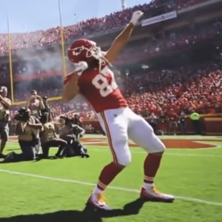 Travis Kelce on the field