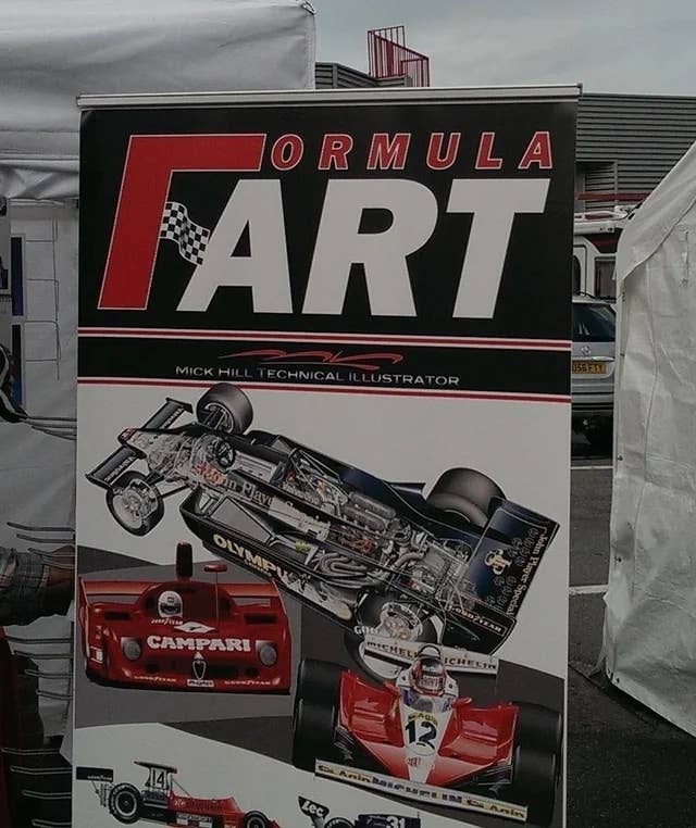 a sign with racing cars that reads &quot;formula fart&quot;
