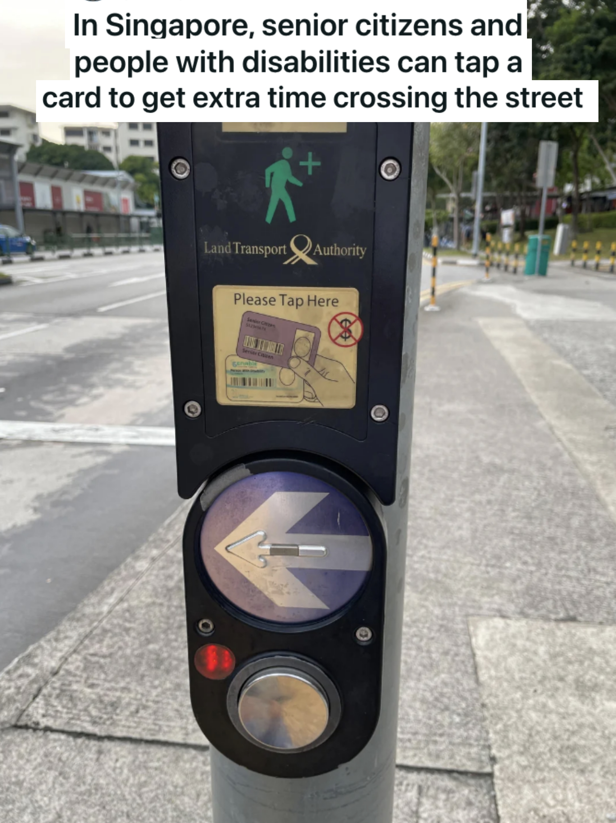 a button for older people crossing the street
