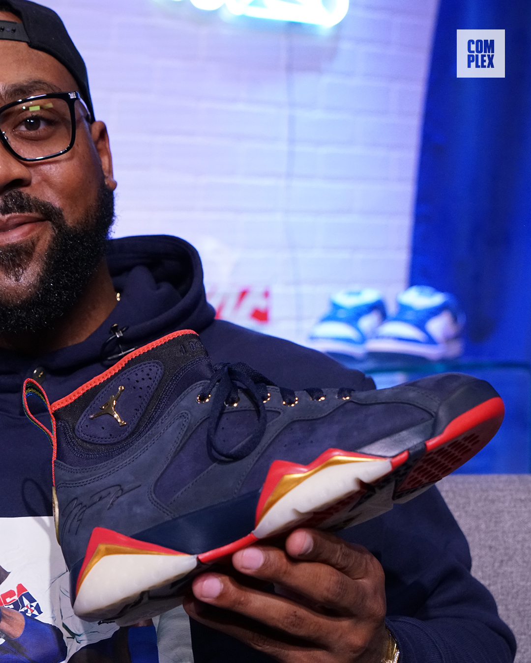 Trophy Room x Air Jordan 7 New Sheriff in Town Navy Friends &amp; Family Bootie Sample