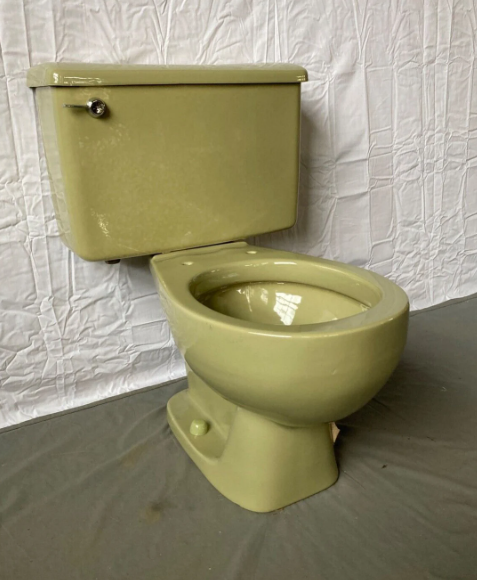 an olive toilet