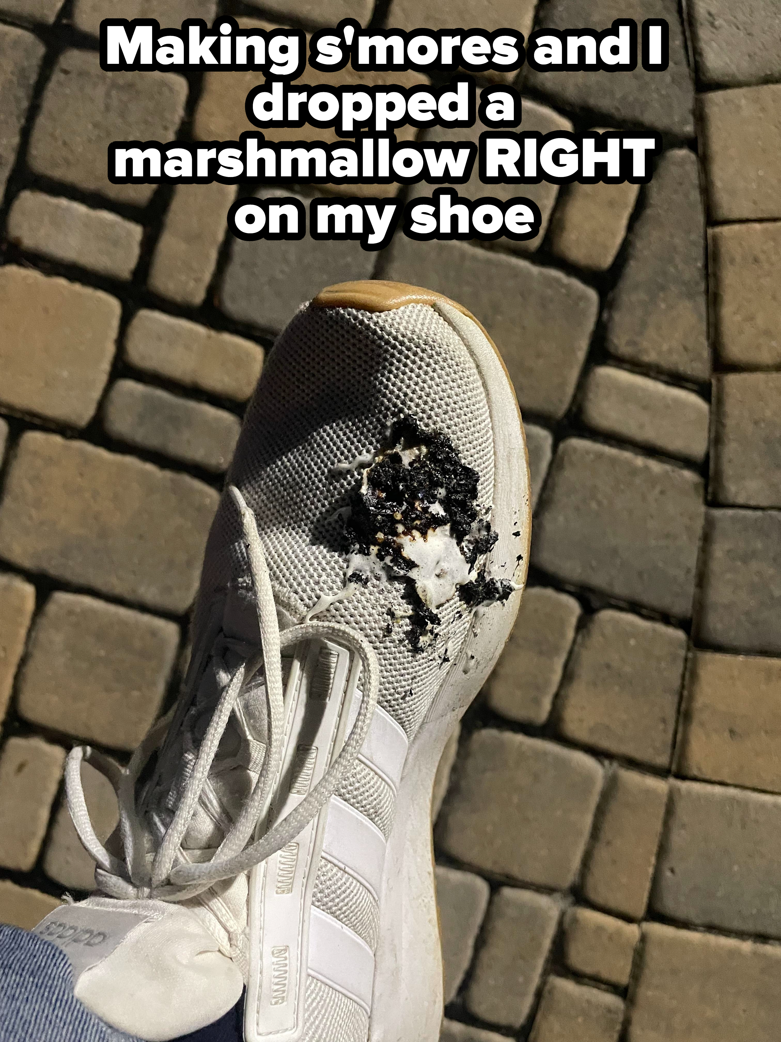 s&#x27;mores on someone&#x27;s shoe