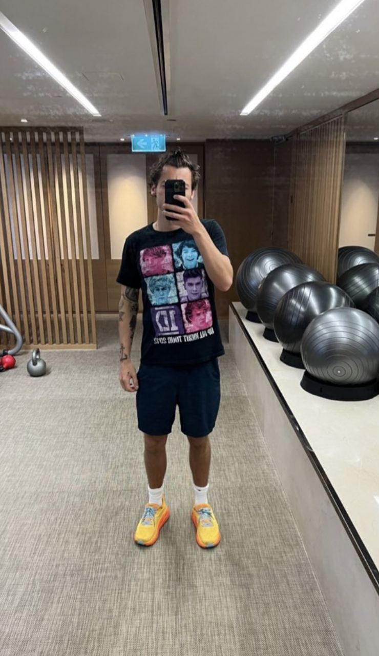 Harry Styles taking a gym selfie