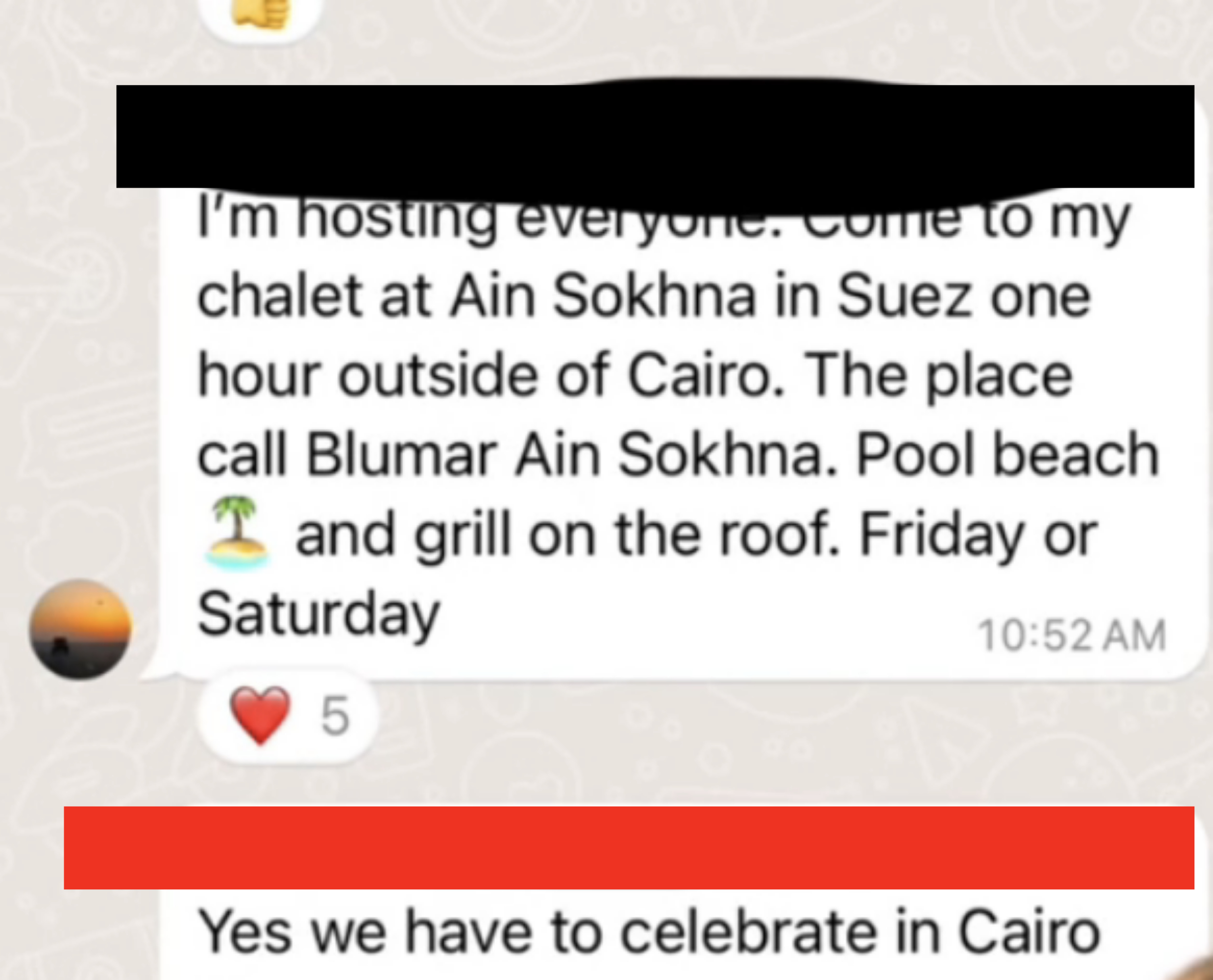 Screenshot of the WhatsApp chat